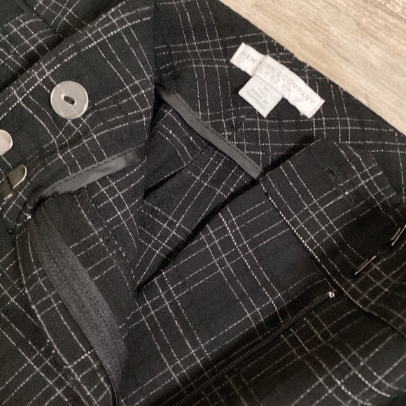 New York Company Women’s Black Pinstripe Plaid Slacks Office Pants Flat Front - Picture 3 of 4